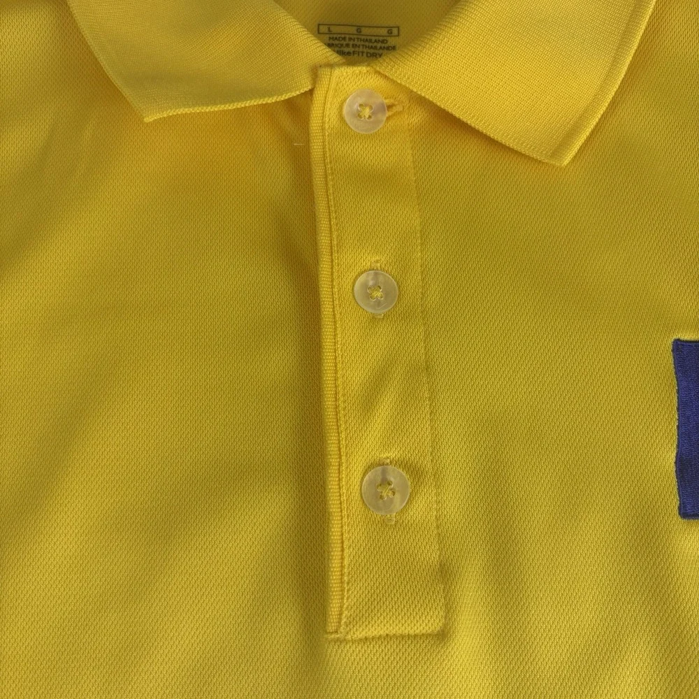 Nike‎ Golf Polo Shirt Men L Yellow Fit Dry Short Sleeve Performance Sportswear
